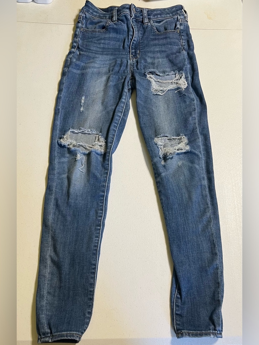 American Eagle Outfitters Distressed Super Stretch X Super Hi-Rise Jeggings Sz 2